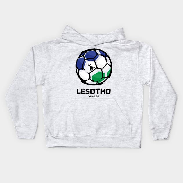 Lesotho Football Country Flag Kids Hoodie by KewaleeTee